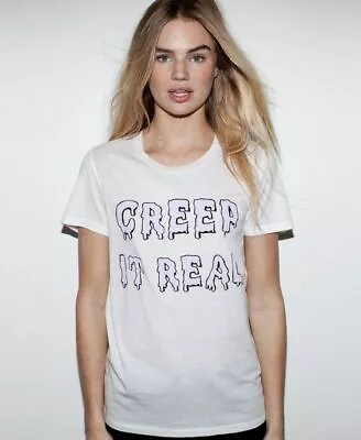 ZOE KARSSEN Creep It Real Print T-shirt Tee Top Goth Gothic Halloween Celeb M • £39.99