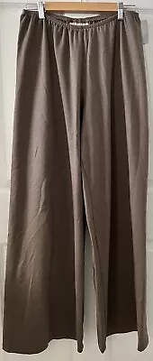 Vintage Glamour Girl Taupe Pull On Pants Large Wide Leg Stretch Beach Boho NWT • $32.49