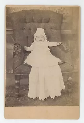 Antique Circa 1890s Cabinet Card Adorable Baby Wearing Long White Dress In Chair • $9.99