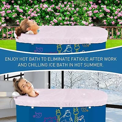 Portable Bathtub Freestanding Home Ice Bathroom Folding & Cover 51'' 130cm*65cm • £34.99