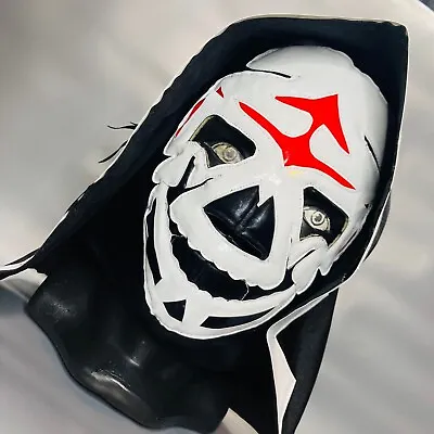 La Parka Mexico Death Reaper Skull Luchador Wrestling Mask Costume Black White • $26.95