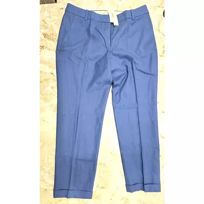 J. CREW Cafe Capri - Blue Wool Flat Front Slim Straigh Pants Women Size 6 • $53