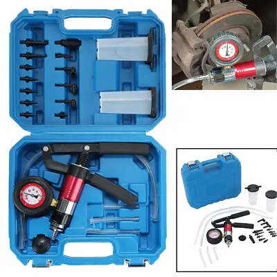 21Pcs Hand Held Vacuum And Pressure Pump Tester Tool Brake Bleeder Kit W/ Case • $30.39