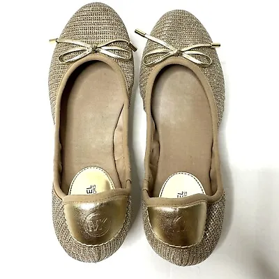 Michael Kors Gold Shimmer Ballet Flat Shoe Womens Michael Michael Kors Slip On • $23