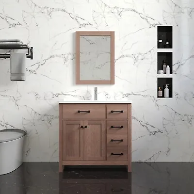 Wonline 36  Bathroom Vanity Cabinet Stone Top Ceramic Sink Combo Freestanding • $439.99