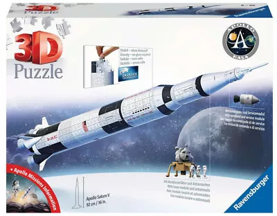 Ravensburger 11545 3D Puzzle 432 Pieces Apollo Saturn V Rocket For Ages 6 • $93.45