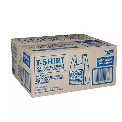 T-Shirt Carry-Out Bags 11.5  X 6.5  X 22  (1000 Ct.) • $28.22