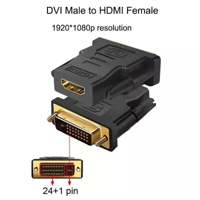 DVI To HDMI Adapter Bi-directional DVI D Male To HDMI Female Cable Connector • $5.89