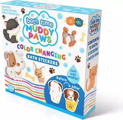 Buddy & Barney - Colour Changing Bath Stickers - Muddy Paws From Tates Toyworld • $21