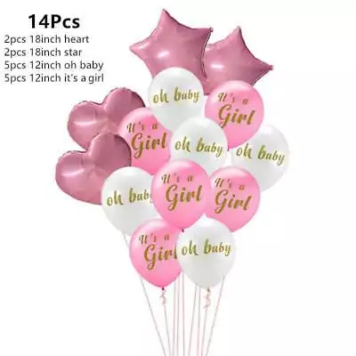 Its A Girl Baby Pink Gender Reveal Baby Shower Decoration Balloons Bouquet 14pcs • $15.99