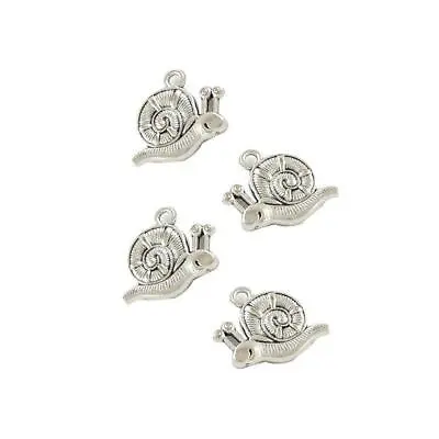 5 X Garden Snail Charms Jewellery Making Pendants Beads Tibetan Silver • £2.30