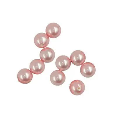 5 Pair Freshwater Half Drilled Round Bead DIY Craft Pink • £5.02