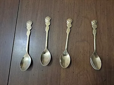 Vintage: Rostfrei Rose Pattern Gold Plate Spoons Lot Of 4 • $20.50