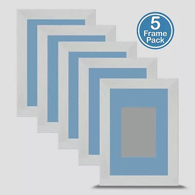 White Photo Frame 6x4 X5 MULTI PACK Incl Baby Blue Mount 3.5x2.5 ACEO Art Print • £29.95