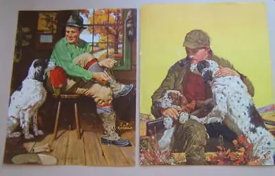 Vintage J.f. Kernan Prints Duck Hunting Dogs Cabin Boots Hat Fishing Creel • $19.99