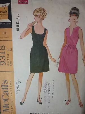 £2.99 • Buy VINTAGE 1960'S McCALLS SLEEVELESS DRESS & BELT SEWING PATTERN