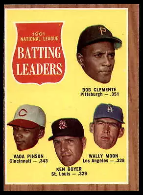 1962 Topps #52 Clemente/Pinson/Boyer/Moon Excellent+ N.L. Batting Lea ID: 193879 • $12