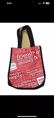 1 Lululemon Reusable Small Shopping Bag Red Friendship Eco-Tote Bag 9x 12x 4.5 • $5