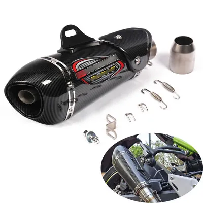 51MM Muffler Exhaust Tail Pipe Motorcycle Universal Rear Escape Carbon Fiber Tip • $89.40