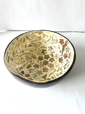 Coconut Shell Bowl Lacquered Mother Of Pearl Decorative Bowl • £5.99