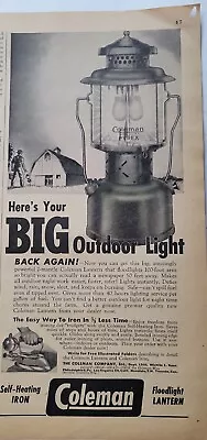 1946 Coleman Floodlight Lantern Big Outdoor Light Vintage Ad • $9.99