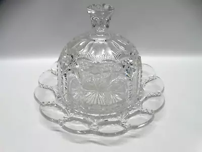 Vtg EAPG Early American Zipper Pattern Glass 8  Butter Cheese Dish W/Dome Lid • $14