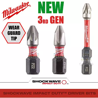 Milwaukee PZ2 PH2 50mm Or 25mm Option Shockwave Impact Screwdriver Bits 3rd GEN  • £3.25