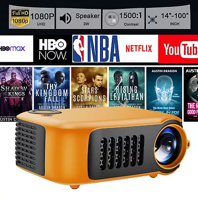 Mini 1080P Portable Projector LED Smart Mobile Phone Bundle Outdoor With Bracket • £35.79