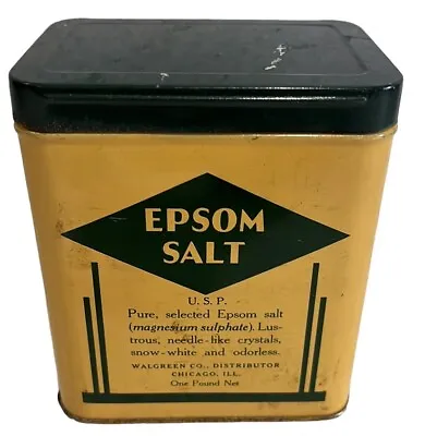 Vintage EPSOM SALT 1# Tin~Walgreen Co~Full~TV~Movie Prop~Display • $14.99