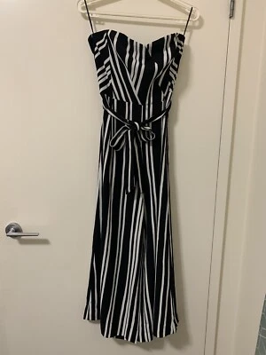 $15 • Buy H&M JUMPSUIT BLACK WHITE STRIPED JUMPSUIT, SIZE 8 Euro 36