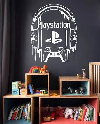 Melting Headphone Gaming Wall Sticker Gamer Playstation Logo PS5 Kids Decal PSH • £6.35