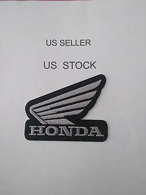 HONDA MOTORCYCLE Wing  Silver Black EMBROIDERED IRON ON PATCH • $3.79