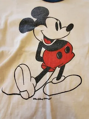 Vintage 1970 Mickey Mouse Ringer  T Shirt Cut Tag Single Stitch Bottom  • $95