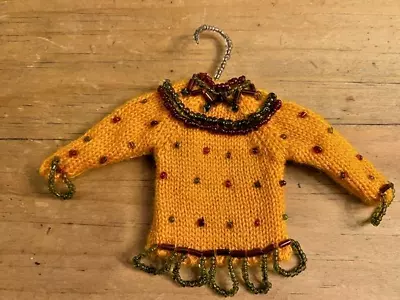 MICHAEL SIMON? Christmas  Sweater  Ornament Bright Yellow With Beads W/ Hanger • $57.50