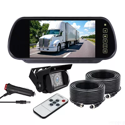 7  Touch Button Car Rear View Mirror Monitor 4PIN Backup Camera 20m For Truck RV • $69.99