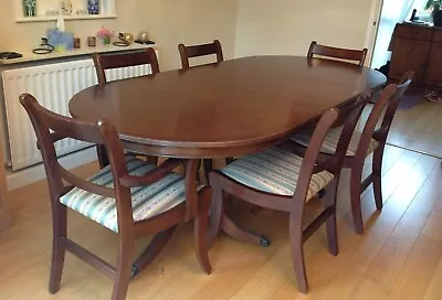 Mahogany Dark Wood Dining Room Extendable Table And 6 Chairs (can Seat 8) • £499