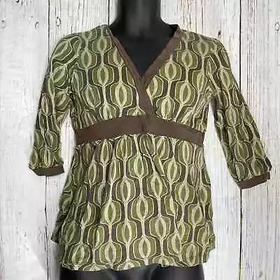 Currants Babydoll Tunic Top Women Size L Green Cotton Modal Y2K 2000s  • £14.16