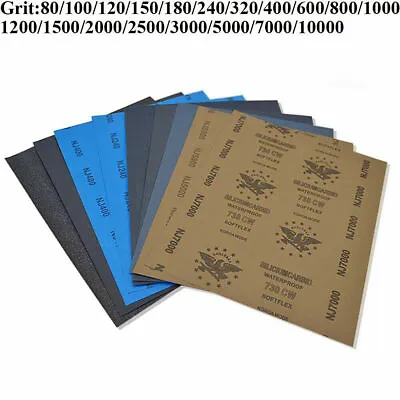 $1.10 • Buy Wet And Dry Sandpaper Waterproof Abrasive Sanding Paper Sheets 80 - 10000 Grit