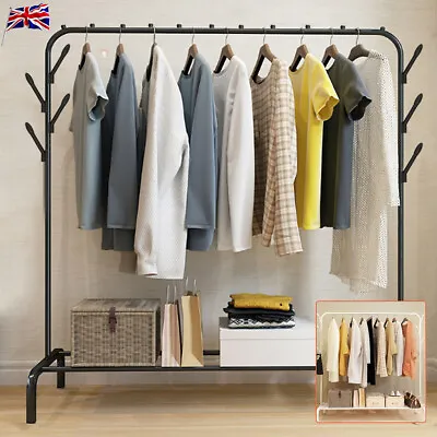 Heavy Duty Clothes Rail Rack Garment Hanging Display Stand Shoes Storage Shelve • £11.99