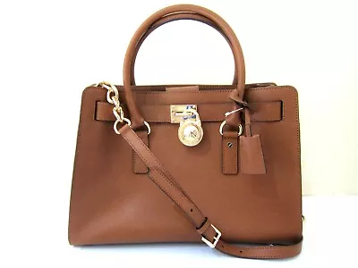 LARG MICHAEL KORS HAMILTON LEATHER SATCHEL Lock Key SHOULDER BAG CARRYON LUGGAGE • $169.99