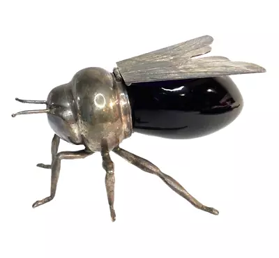 Mappin & Webb Bee Figural Honey Pot Mappin Plate Lidded Purple Circa 1920's • $1250