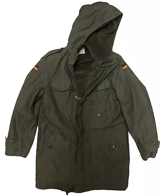 VINTAGE 80s GERMAN ARMY PARKA Military Jacket Coat Removable Fleece Mens Large • $75