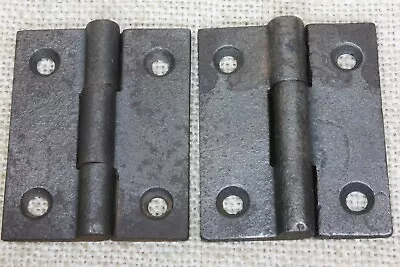 2 Old Door Hinges Butt 1 7/8 X 2 1/4” Store Stock Vintage Cast Iron 3 Knuckle • $31.41