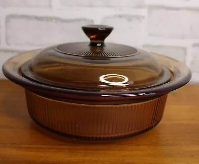 Vision Amber Casserolle Dish V-30-B (Corning USA) 24oz - 750mL W/ Lid V-1-C • $16.99