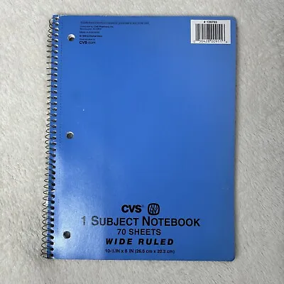 Vintage 1999 Blue Notebook Wide Ruled 70 Sheets 1 Subject CVS • $8