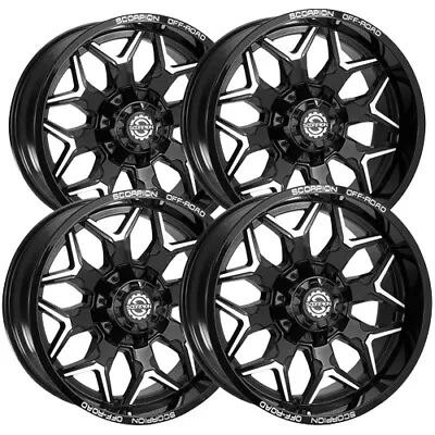 (Set Of 4) Scorpion Defender 17x9 6x135/6x5.5  -12mm Black/Machined Wheels Rims • $619.96