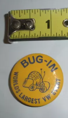 VW Bug Volkswagen Car BUG-IN WORLDS LARGEST VW EVENT Pinback Button Vintage • $5.99