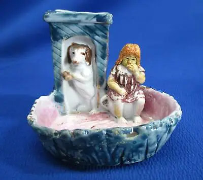 Unusual  German Match Safe Box Striker Vesta Figural Girl On Potty & Dachshund • $39.99