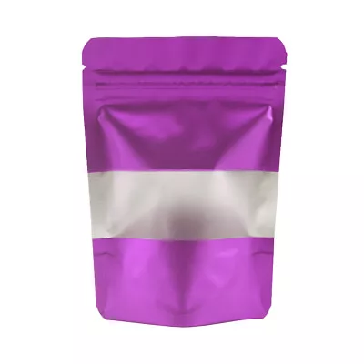 Purple Foil Bags Food Safe Mylar Baggies Smell Proof Stand Up Bag With Window • $18.99