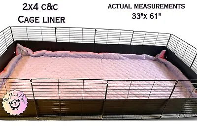 Guinea Pig Reversible Fleece Cage Liner For 2x4 C&C Cage In Lavender And Rose • $58.50